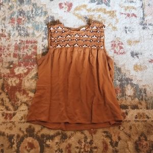 ANA - Tank style cute boho shirt, carhartt brown color, shirring on top,  size M